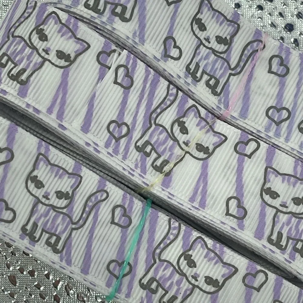 Grosgrain Ribbon NEW 7/8” 5 yards yds 5/$20 Kitty cat purple zebra stripes